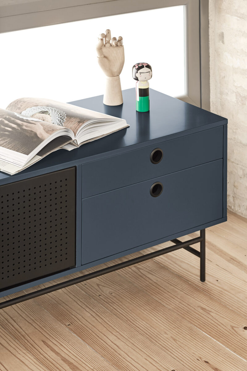 Punto - Mueble TV 2P4C Negro/Azul - Imagen 9