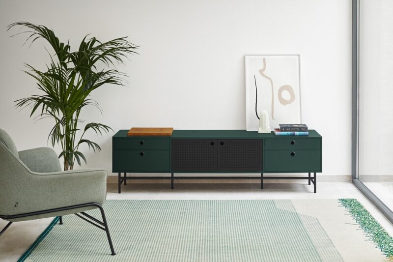 Punto - Mueble TV 2P4C Negro/Verde - Imagen 9