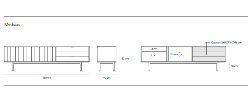 Sierra - Mueble TV 2P3C Gris/Roble - Imagen 8