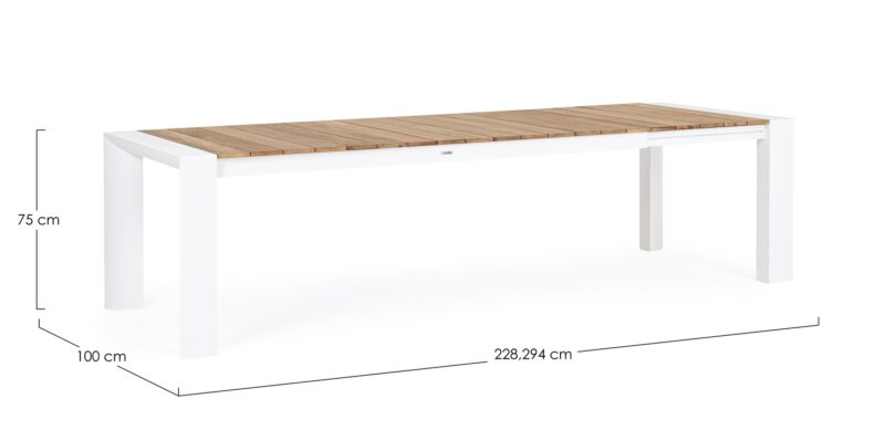 Cameron - Mesa de exterior de 228 Blanco/Teca Ext. a 294 - Imagen 5