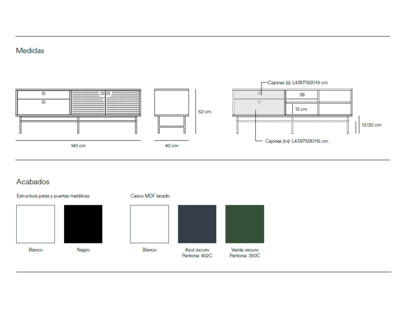 Punto - Mueble TV de 140 cm 2P2C Verde/Negro - Imagen 7