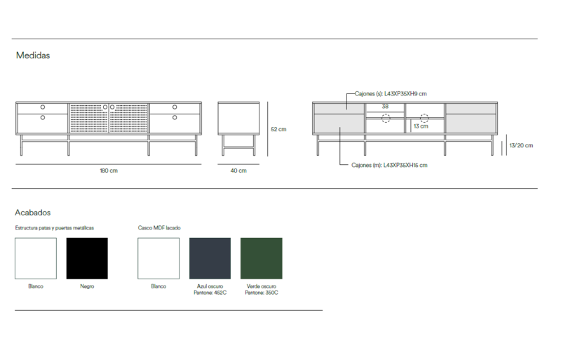 Punto - Mueble TV 2P4C Negro/Verde - Imagen 11