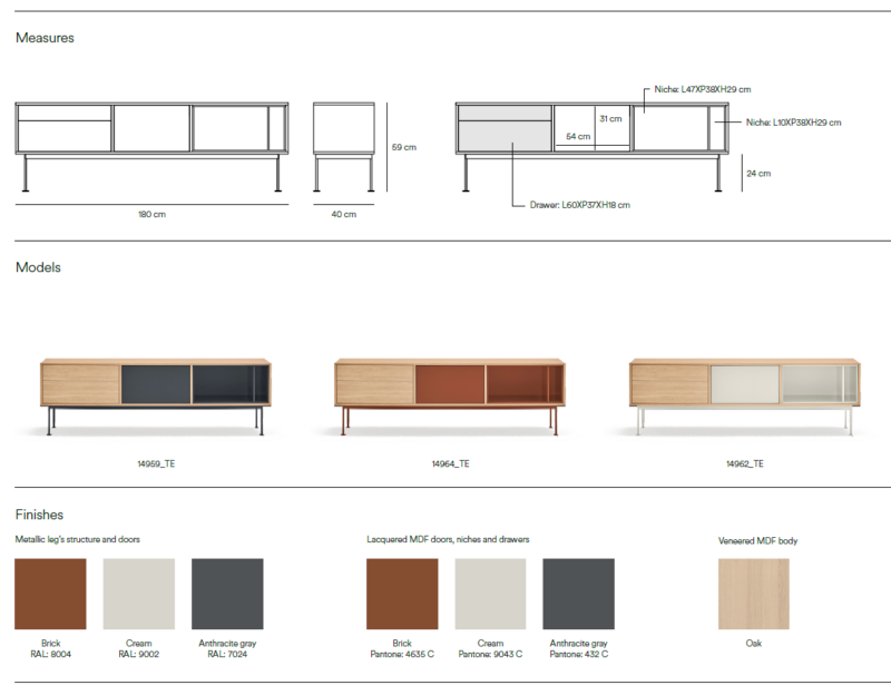 Yoko, Mueble TV 2C/1P - Roble/Teja - Imagen 11