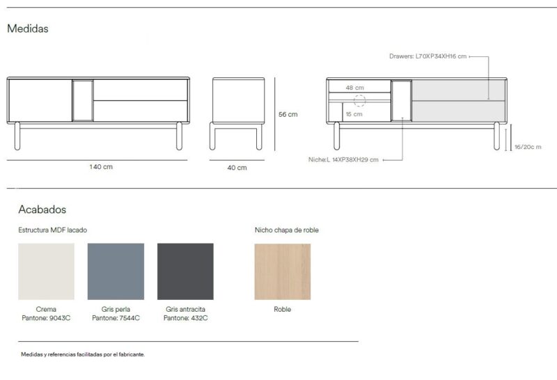 Corvo - Mueble TV 1P2C1H 140 CM Crema - Imagen 6