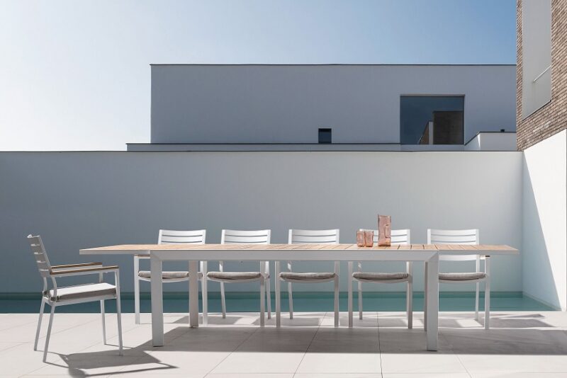 Belmar - Mesa de exterior de 220 Blanco/Natural Ext. a 340 - Imagen 9