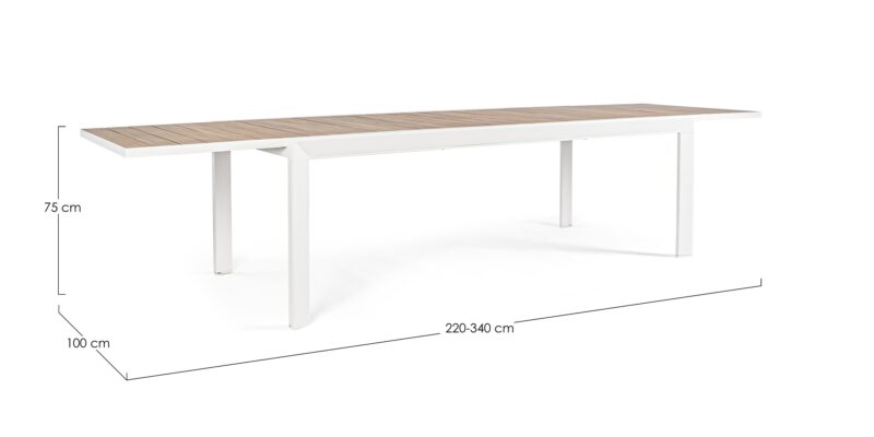 Belmar - Mesa de exterior de 220 Blanco/Natural Ext. a 340 - Imagen 5