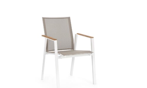 Cameron - Silla de exterior Blanca/Teca