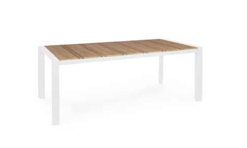 Elias - Mesa de exterior Fija de 198 cm Blanco