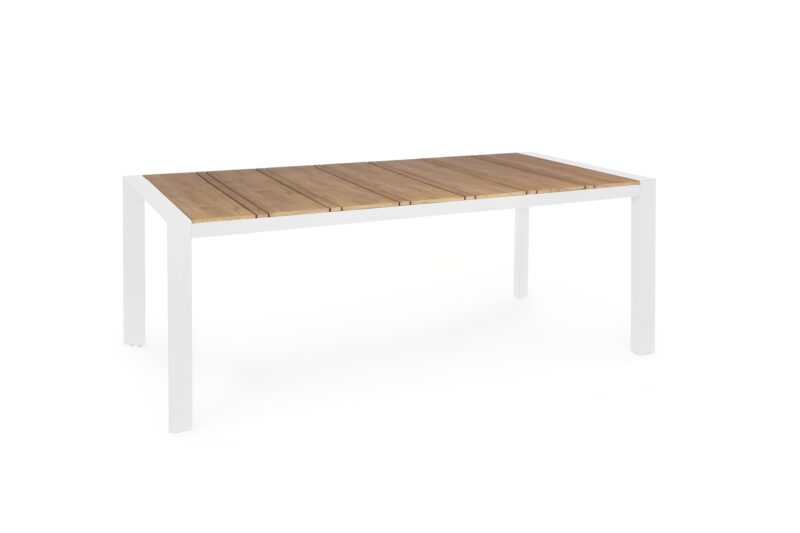 Elias - Mesa de exterior Fija de 198 cm Blanco