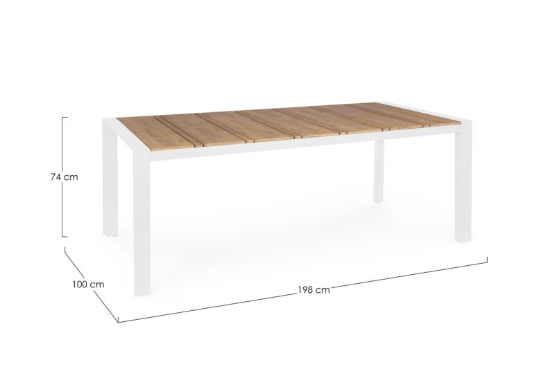 Elias - Mesa de exterior Fija de 198 cm Blanco - Imagen 3