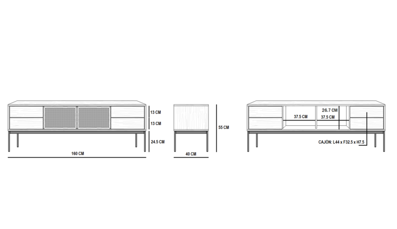 Mia, Mueble T.V de 160 cm 2P/4C Rejilla - Imagen 7