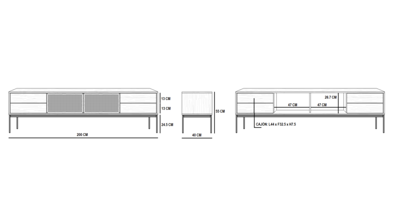 Mia, Mueble T.V de 200 cm 2P/4C Rejilla - Imagen 7