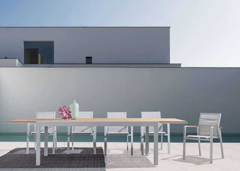 Elias - Mesa de exterior de 200 cm Blanco Ext. a 300 cm - Imagen 11