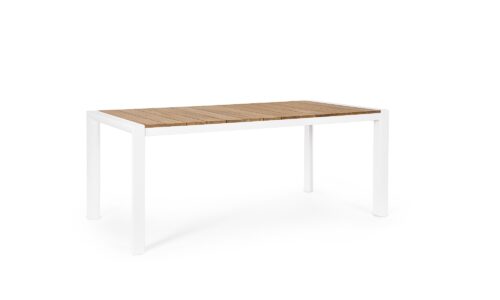 Cameron - Mesa de exterior de 180 cm Blanco/Teca