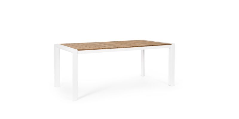 Cameron - Mesa de exterior de 180 cm Blanco/Teca