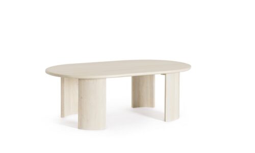 Orlando - Mesa Centro de 130 x 80 cm, Blanqueado