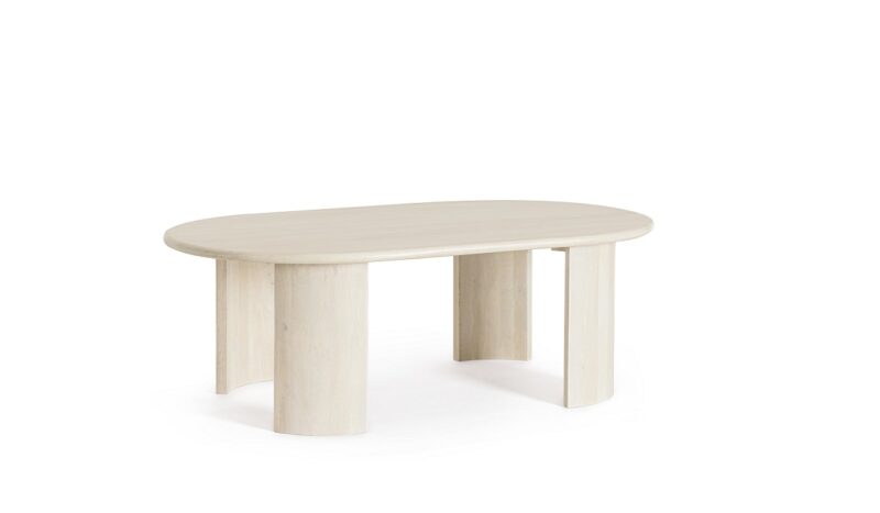 Orlando - Mesa Centro de 130 x 80 cm, Blanqueado