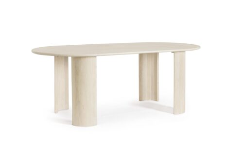 Orlando - Mesa fija Oval de 210 x 100 cm, Blanqueado