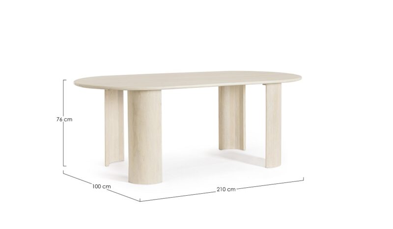 Orlando - Mesa fija Oval de 210 x 100 cm, Blanqueado - Imagen 3
