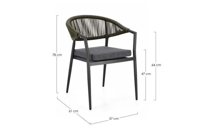 Millor - Silla de exterior, Antracita/Verde - Apilables - Imagen 7