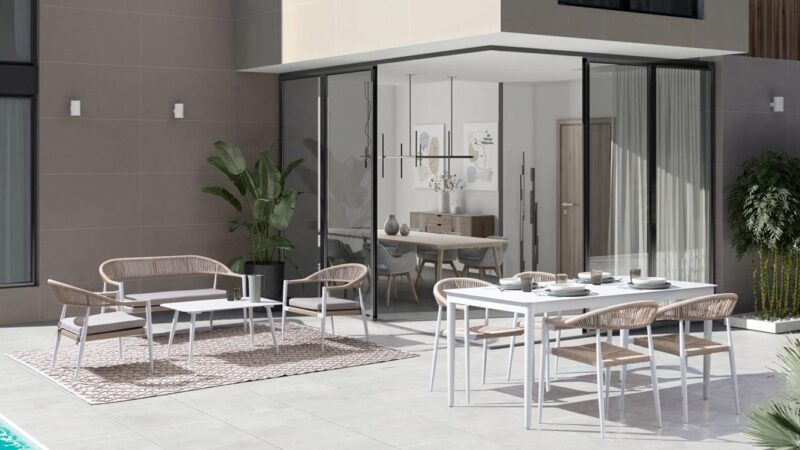 Jandia - Silla de exterior, Blanco/Natural - Imagen 11