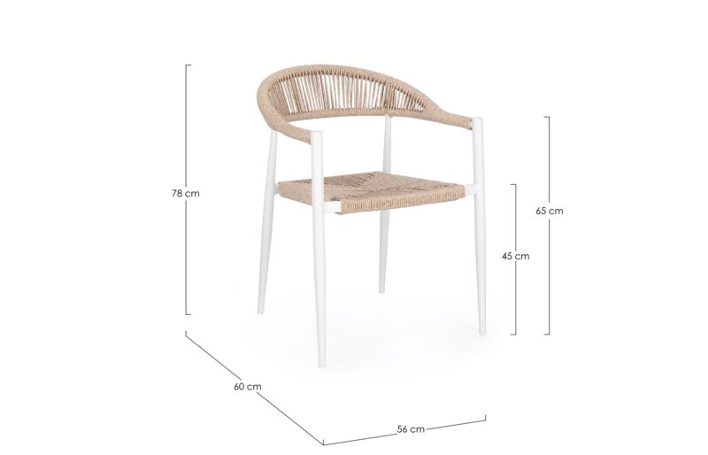Jandia - Silla de exterior, Blanco/Natural - Imagen 7