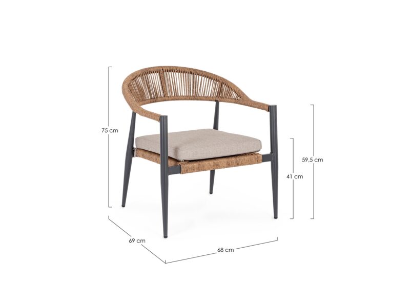 Jandia - Sillón de exterior, Antracita/Natural - Imagen 6