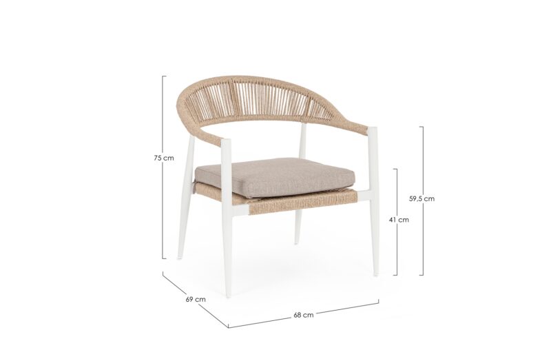 Jandia - Sillón de exterior, Blanco/Natural - Imagen 6