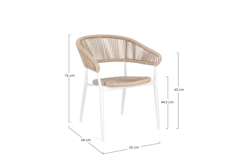 Algaida - Silla de exterior, Blanco/Natural - Imagen 7