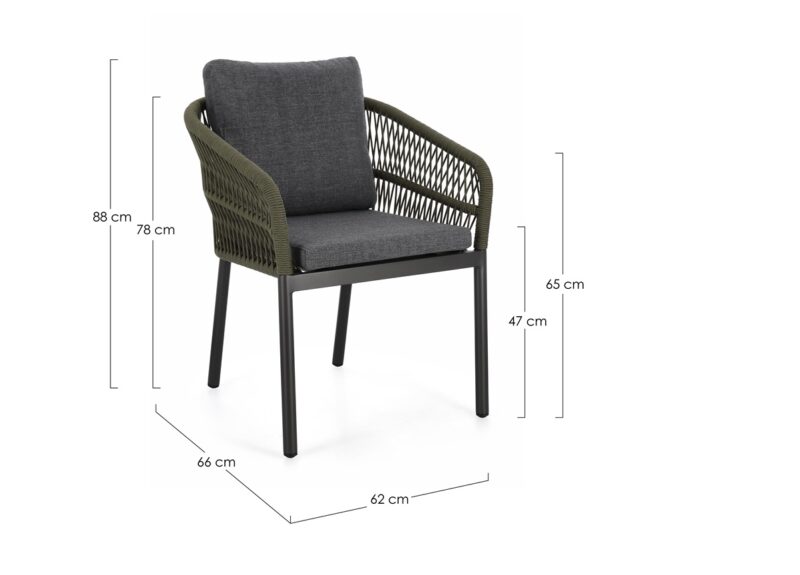 Galdana - Silla de exterior, Antracita/Verde - Apilables - Imagen 7