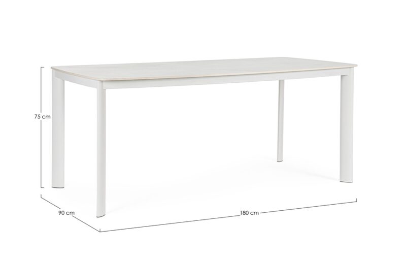 Alcora - Mesa de exterior de 180 cm - Blanco - Imagen 3
