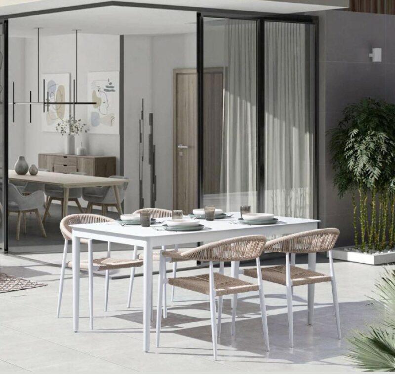 Jandia - Silla de exterior, Blanco/Natural - Imagen 10