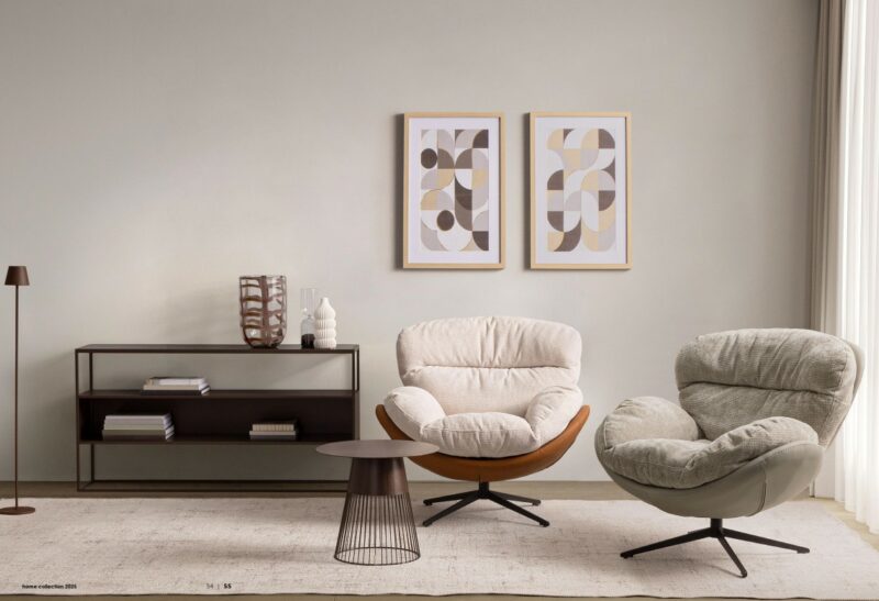Adinda - Sillón giratorio - Hielo/Coñac - Imagen 8