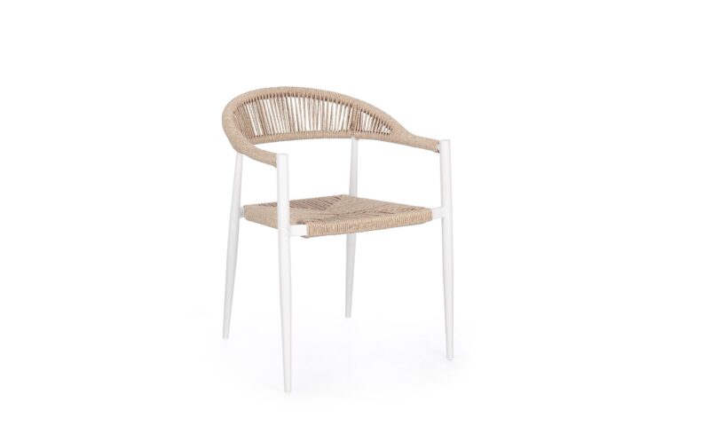 Jandia - Silla de exterior, Blanco/Natural