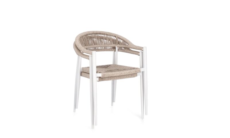 Jandia - Silla de exterior, Blanco/Natural - Imagen 3