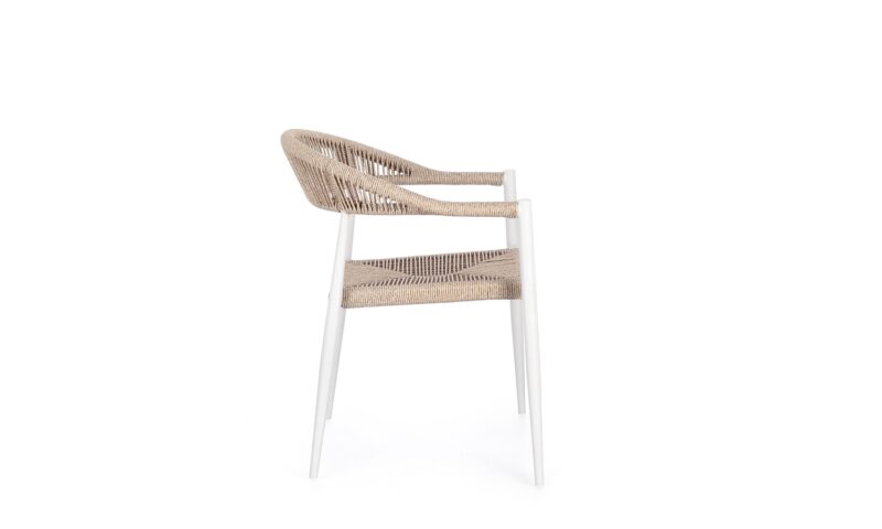 Jandia - Silla de exterior, Blanco/Natural - Imagen 2
