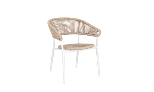 Algaida - Silla de exterior, Blanco/Natural
