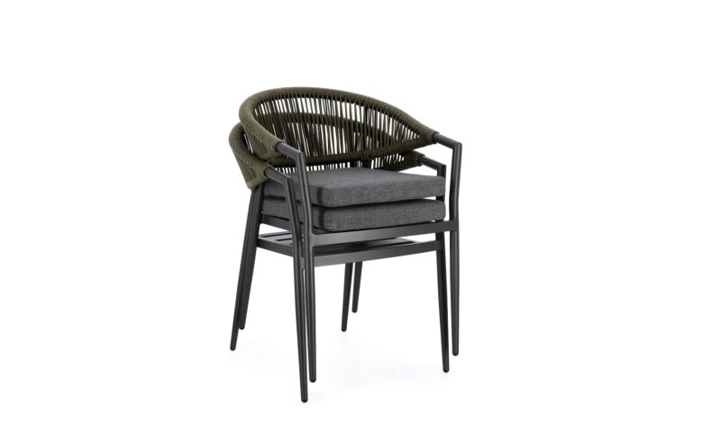 Millor - Silla de exterior, Antracita/Verde - Apilables - Imagen 6