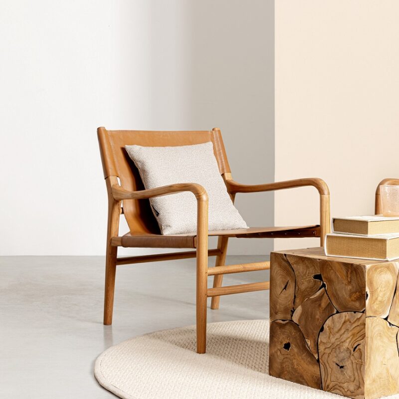 Caroline - Sillón Lounge, Natural/Coñac (Pack de 2) - Imagen 10