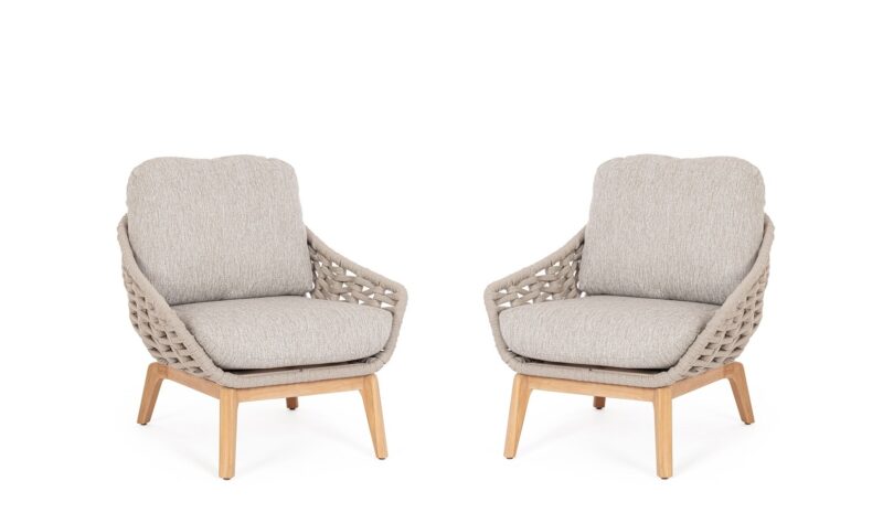 Tamires- Sillón de exterior Beige (Pack de 2 udds.)
