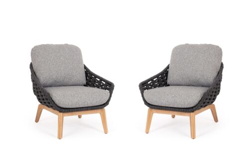 Tamires- Sillón de exterior Antracita (Pack de 2 udds.)