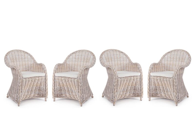 Martín - Sillón  de exterior/interior - Blanqueado (Pack 4 uds)