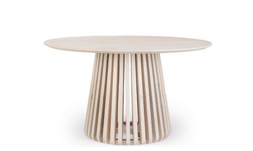 Odion - Mesa de comedor redonda de 130 cm Natural