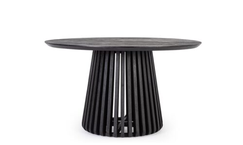 Odion - Mesa de comedor redonda de 130 cm Negro