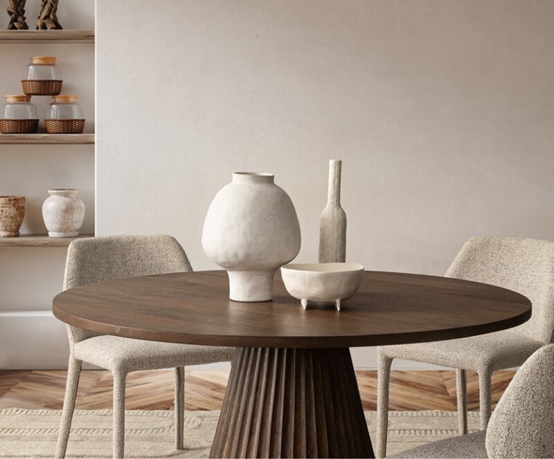 Orissa - Mesa de comedor redonda de 120 cm Avellana - Imagen 6