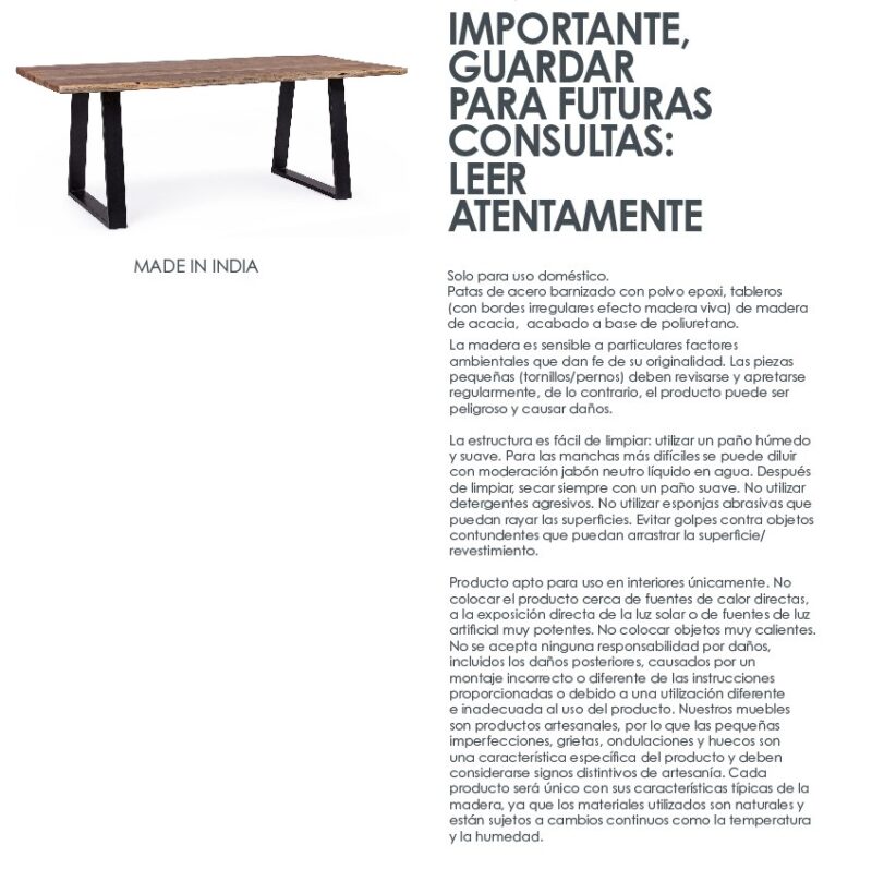 Artur - Mesa de comedor de 200 x 95 cm - Imagen 13