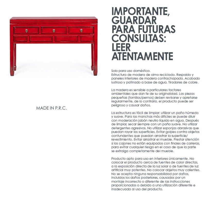 Jinan - Consola de 128 cm 3C Rojo - Imagen 10