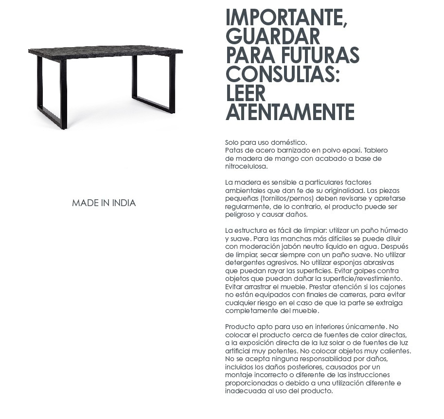 Hastings - Mesa de comedor de 160 X 90 cm - Imagen 6