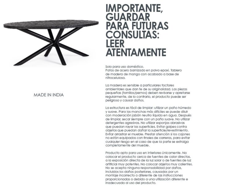 Hastings - Mesa Ovalada de comedor de 200 x 110 cm - Imagen 6