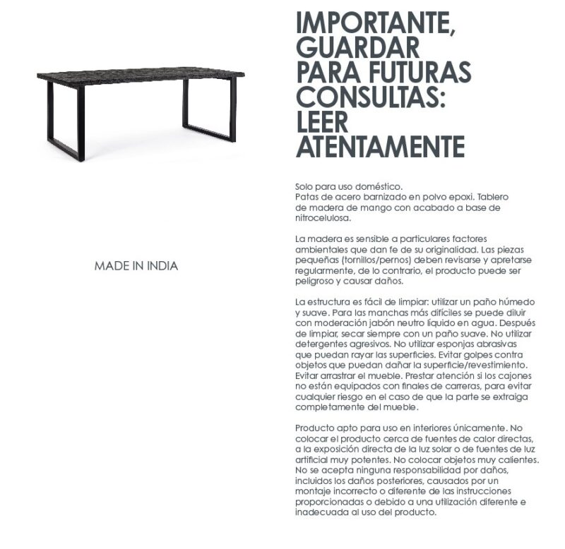 Hastings - Mesa de comedor de 200 x 100 cm - Imagen 7